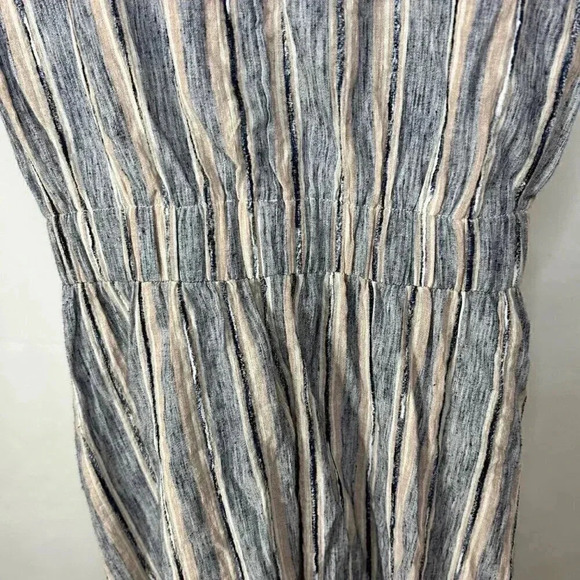 2/$30 Susina Size Small Faux Wrap Sundress Dress Short Sleeve Cotton Striped - Picture 9 of 11